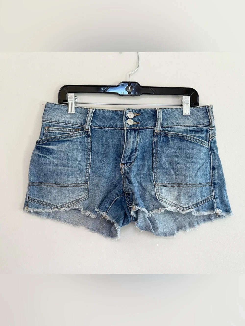 Pilcro Anthropologie The Wanderer Cutoff Raw Hem Blue Denim 3" Jean Shorts, 27 - Picture 2 of 10